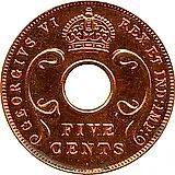 5 центов 1941, I, знак монетного двора: "I" - Бомбей [Восточная Африка]