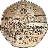 50 пенсов 1980, AA, Рождество [Остров Мэн]