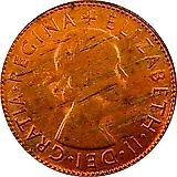 1 пенни 1955, без точки после "PENNY" - Монетный двор Мельбурна [Австралия]