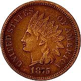 1 цент 1875, Indian Head Cent [США]