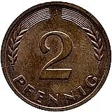 2 пфеннига 1970, J, знак монетного двора: "J" - Гамбург [Германия / ФРГ]