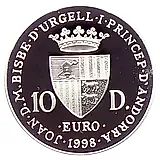 10 динеров 1998, 50 лет Всеобщей декларации прав человека [Андорра]