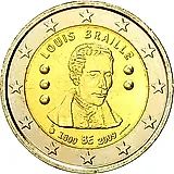 2 евро 2009, 200 лет со дня рождения Луи Брайля [Бельгия]
