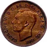 1/2 пенни 1942, точка после "PENNY" [Австралия]