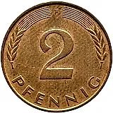 2 пфеннига 1992, F, знак монетного двора "F" - Штутгарт [Германия]