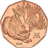 5 евро 2016, Альбрехт Дюрер - Заяц, Медь [Австрия]