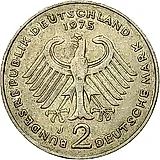 2 Marks 1975, J, Theodor Heuss, 20 Years of the Federal Republic (1949-1969) [Germany / FRG]