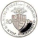 20 динеров 1984, Животные - Медведь [Андорра]