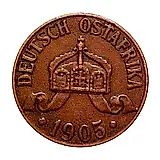 1 геллер 1905, A, знак монетного двора "A" — Берлин [Германская Восточная Африка]