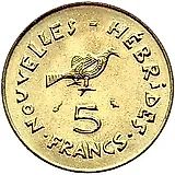 5 франков 1970 [Вануату / Новые Гебриды]