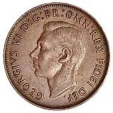 1 пенни 1952, без точки (МД Мельбурна) [Австралия]