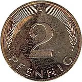 2 пфеннига 1973, J, знак монетного двора: "J" - Гамбург [Германия / ФРГ]