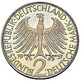 2 марки 1957, F, Макс Планк [Германия]