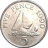 5 пенсов 1990, малый размер [Гернси]