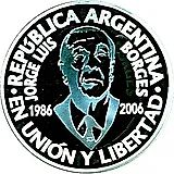1 песо 2006, 20 лет со дня смерти Хорхе Луиса Борхеса [Аргентина]