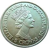 5 крон 1993, 40 лет коронации Королевы Елизаветы II /регалии/ [Теркс и Кайкос]