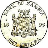 1000 квач 1999, 20 евро, лицевая сторона [Замбия] Proof