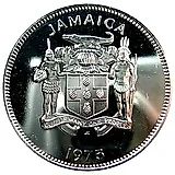 25 центов 1975, Отметка монетного двора "FM" [Ямайка] Proof