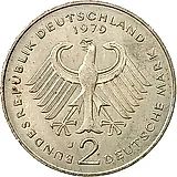 2 Marks 1979, J, Kurt Schumacher, 30 Years of the Federal Republic (1949-1979) [Germany / FRG]
