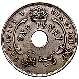 1 пенни 1919, H, знак монетного двора: "H" - Хитон, Бирмингем [Британская Западная Африка]