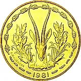 10 франков 1981, газель [Западная Африка (BCEAO)]