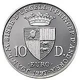 10 динеров 1997, 40 лет подписанию Римского соглашения [Андорра]