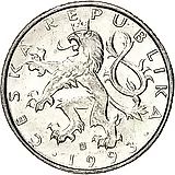 50 геллеров 1993, знак монетного двора: "HM" (замок) - Гамбург, Германия [Чехия]