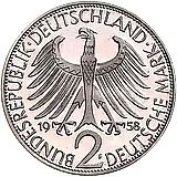 2 марки 1958, F, Макс Планк [Германия]