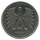 5 марок 1984, F, знак монетного двора: "F" - Штутгарт [Германия / ФРГ]