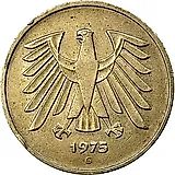 5 марок 1975, G, знак монетного двора: "G" - Карлсруэ [Германия / ФРГ]