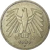 5 марок 1989, F, знак монетного двора: "F" - Штутгарт [Германия / ФРГ]