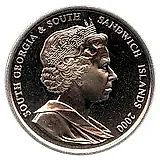 2 фунта 2000, 225 лет со дня исследования Южной Георгии капитаном Джеймсом Куком [Южная Георгия и Южные Сандвичевы Острова]