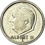 1 франк 1995, надпись на французском - "BELGIQUE" [Бельгия]