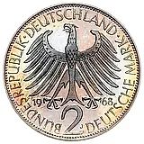 2 марки 1968, J, Макс Планк [Германия]