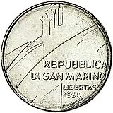 100 лир 1990, Шестнадцать веков истории [Сан-Марино]