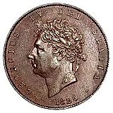 ½ пенни 1825-1827 [Великобритания]