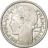 1 франк 1957, B, знак монетного двора: "B" - "Бомон-ле-Роже" [Франция]