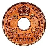 5 центов 1936, KN, Эдуард VIII [Восточная Африка]