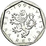 20 геллеров 1994, b’, знак монетного двора: "b’" (b с короной) - Яблонец-над-Нисой, Чехия [Чехия]