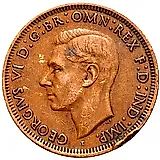 1 пенни 1943, "I" ниже бюста. Точка перед и после "PENNY" [Австралия]