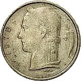 1 франк 1975, надпись на французском - "BELGIQUE" [Бельгия]