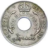 1/2 пенни 1919, H, знак монетного двора: "H" - Хитон, Бирмингем [Британская Западная Африка]