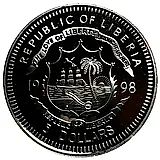 5 долларов 1998, Китайский гороскоп - Год Тигра [Либерия]