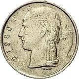 1 франк 1980, надпись на французском - "BELGIQUE" [Бельгия]