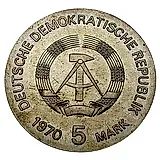 5 марок 1970, 125 лет со дня рождения Вильгельма Конрада Рентгена [Германия / ГДР]