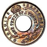 1/10 пенни 1949, H, знак монетного двора: "H" - Хитон, Бирмингем [Британская Западная Африка]