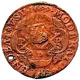 40 Reis 1693-1699, Countermarked on XX Reis [Angola]