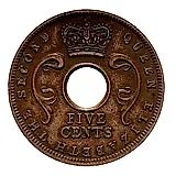 5 центов 1957, H, знак монетного двора: "H" - Хитон, Бирмингем [Восточная Африка]