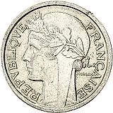 1 франк 1949, B, знак монетного двора: "B" - "Бомон-ле-Роже" [Франция]