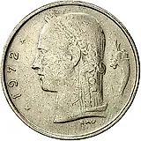 1 франк 1972, надпись на голландском - "BELGIE" [Бельгия]